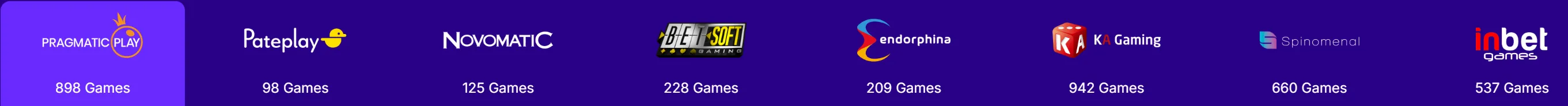 Betoranje Casino game providers en aantal spellen
